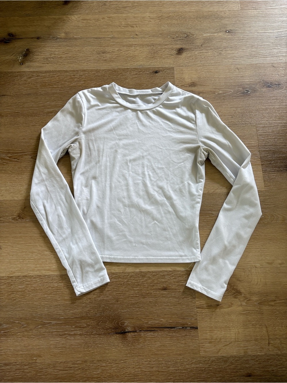 Basic White Long Sleeve Crewneck Top